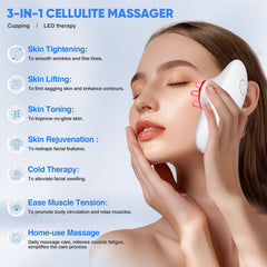 3-in-1 Body Sculpting Machine, 3-in-1 Electric Cellulite Massager-3 Modes Adjustable Body Sculpting Machine- Home Use Cupping Therapy Tool for Back, Belly, Waist, Arms, Legs-White